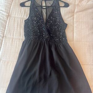Black Sequin Sleeveless Dress